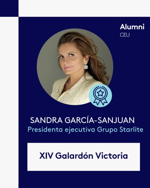 🏅Nuestra #AlumniCEU, @sandrastarlite presidenta ejecutiva de Grupo Starlite, ha sido premiada con el Galardón Victoria 2026 Amupema.
Licenciada en Economía por la @universidad_ceu_sanpablo, cuenta con más de 20 años de experiencia como empresaria en el mundo del showbusiness y una trayectoria ligada a la industria del entretenimiento que la ha llevado a consolidar su carrera al frente de Grupo Starlite.
Desde CEU Alumni celebramos este logro y nos sentimos orgullosos de que el talento de nuestra comunidad siga dejando huella.
¡Enhorabuena, Sandra! 🌟
#CEUAlumni #CEU #Talento #Liderazgo