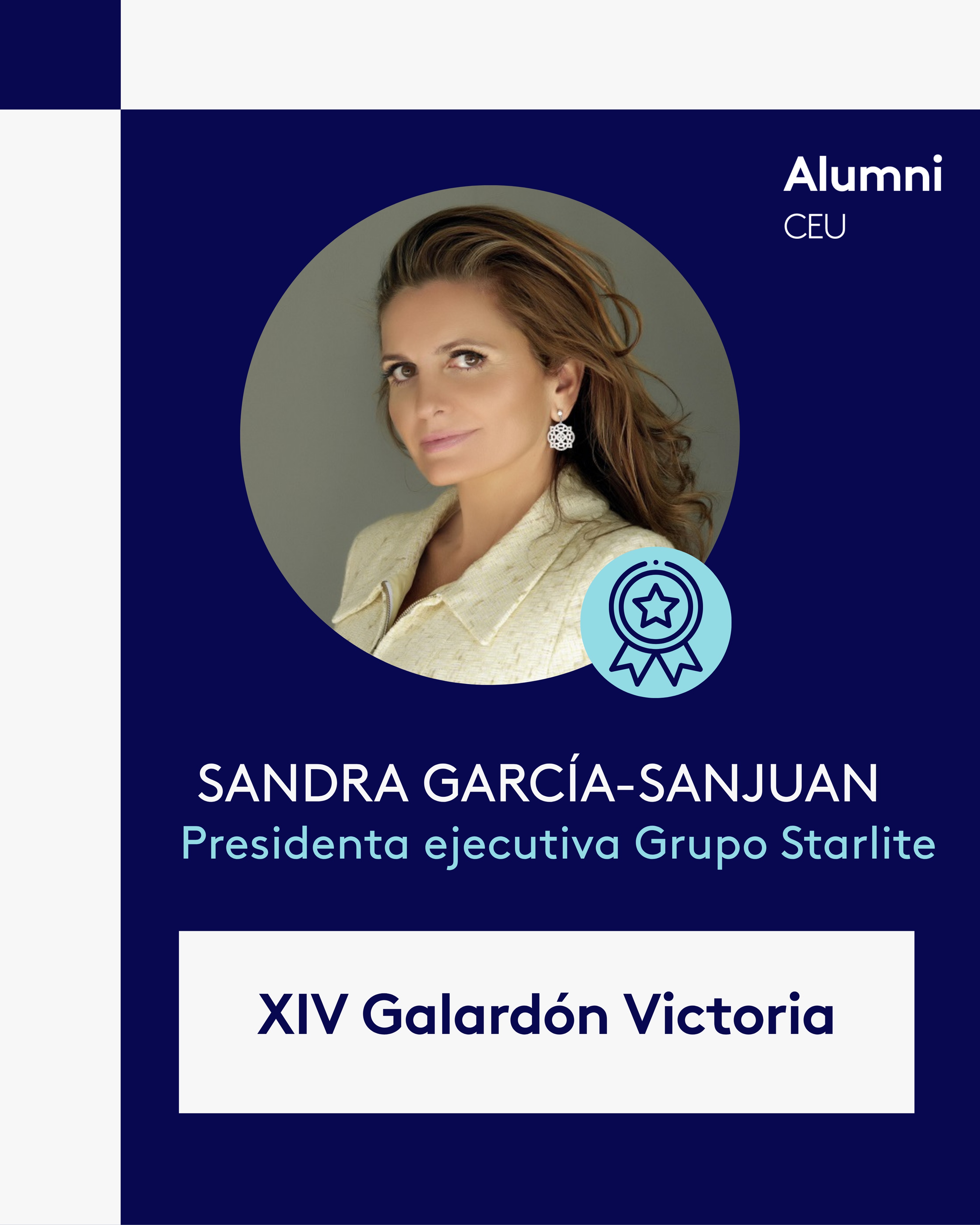 🏅Nuestra #AlumniCEU, @sandrastarlite presidenta ejecutiva de Grupo Starlite, ha sido premiada con el Galardón Victoria 2026 Amupema.
Licenciada en Economía por la @universidad_ceu_sanpablo, cuenta con más de 20 años de experiencia como empresaria en el mundo del showbusiness y una trayectoria ligada a la industria del entretenimiento que la ha llevado a consolidar su carrera al frente de Grupo Starlite.
Desde CEU Alumni celebramos este logro y nos sentimos orgullosos de que el talento de nuestra comunidad siga dejando huella.
¡Enhorabuena, Sandra! 🌟
#CEUAlumni #CEU #Talento #Liderazgo